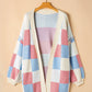 Color Block Open Front Long Sleeve Cardigan