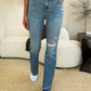 Judy Blue Mid Rise Destroyed Hem Distressed Jeans