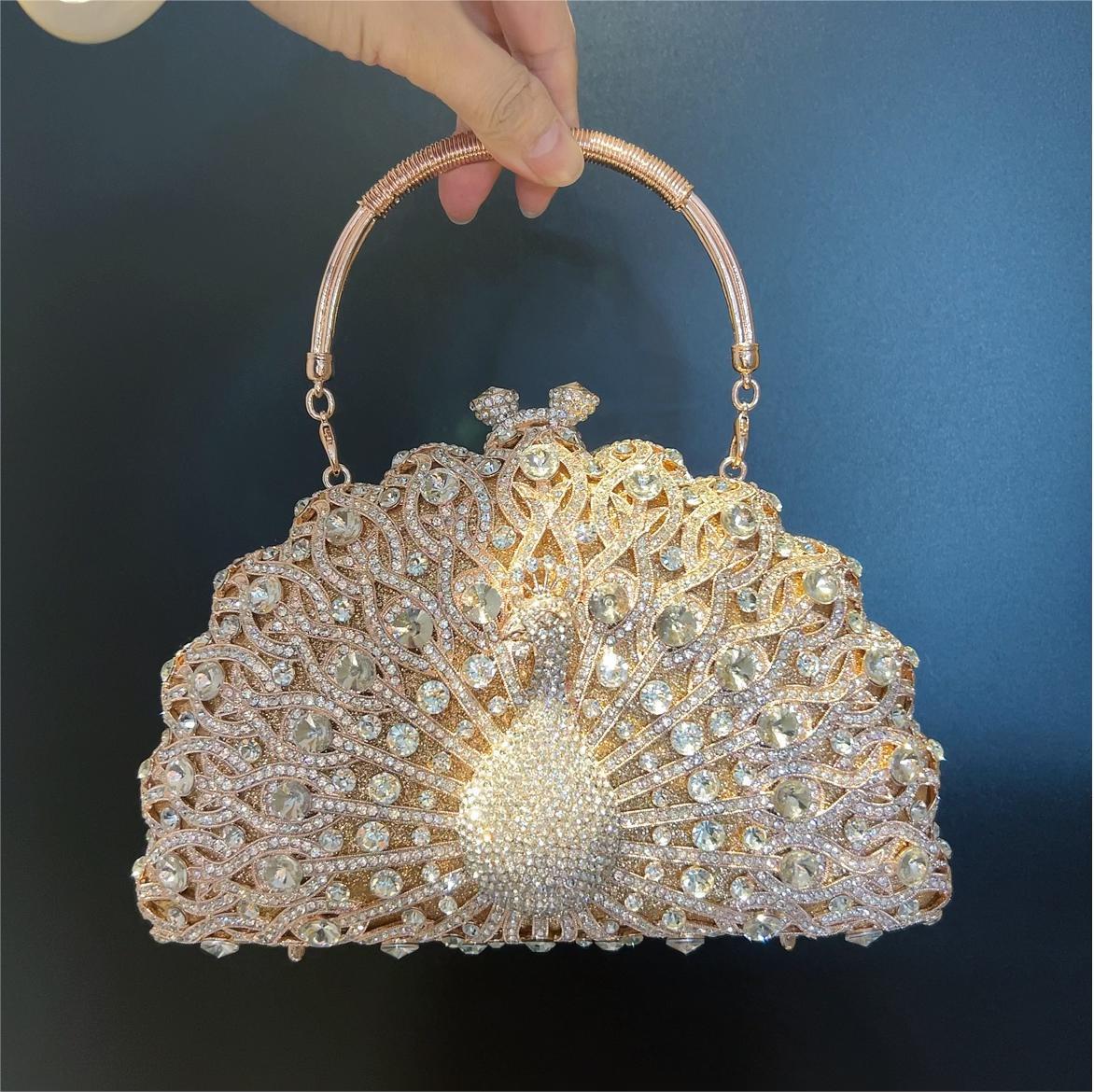 Peacock Rhinestone Crossbody Bag