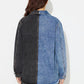 Raw Hem Contrast Collared Neck Denim Top