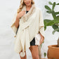 Fuzzy Trim Open Front Poncho