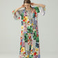 Floral Tie-Neck Flare Sleeve Maxi Dress