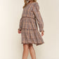 Washed Frayed Tiered Plaid Dress