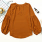 Ruched Notched Balloon Sleeve Blouse