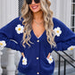 Crochet Flower Button Up Cardigan