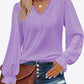 Eyelet V-Neck Flounce Sleeve Blouse