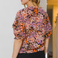 Floral Tie Neck Ruffled Blouse