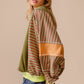 BiBi Color Block Striped Round Neck Sweatshirt