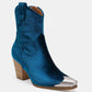 Velvet Block Heel Boots with Side Zippers