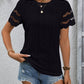 Full Size Eyelet Round Neck Short Sleeve Top