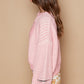 POL Round Neck Heart Patch Zipper Point Sleeve Sweater