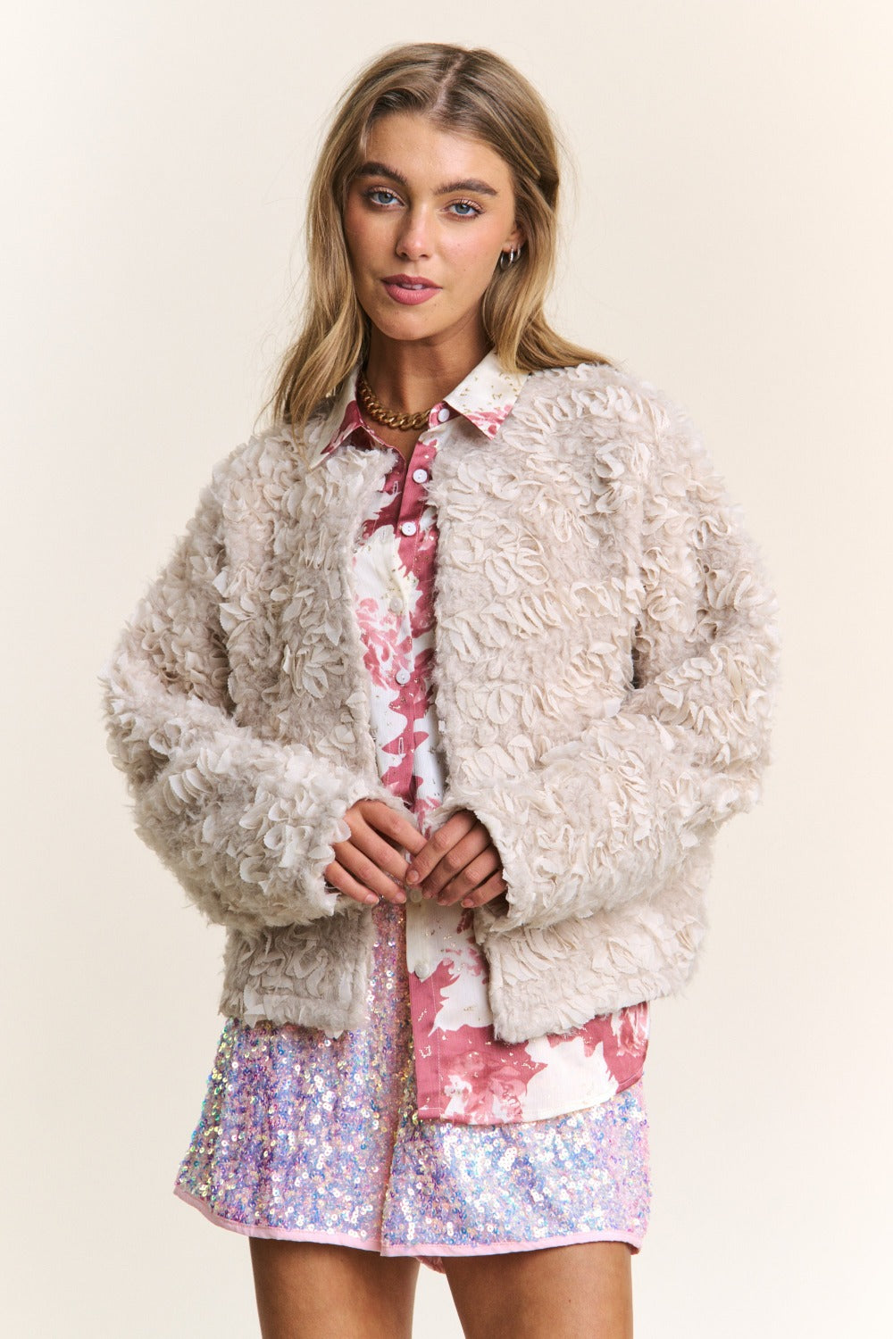 Mixed Fabric Chic Jacket