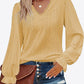 Eyelet V-Neck Flounce Sleeve Blouse