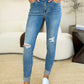 Judy Blue Mid Rise Destroy & Cuff Skinny Jeans