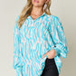 Printed Smocked Long Sleeve Blouse