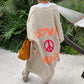 Letter Dropped Shoulder Long Sleeve Cardigan