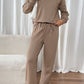 Round Neck Long Sleeve Top and Pants Set