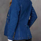 Collared Neck Long Sleeve Denim Jacket