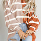 Striped Dropped Shoulder Round Neck Blouse