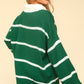 Collared Neck Striped Contrast Sweater