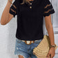 Full Size Eyelet Round Neck Short Sleeve Top