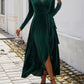 Split Surplice Long Sleeve Midi Dress