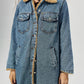 Pocketed Button Up Denim Jacket with Fur Lining