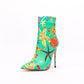 Ocean Dream Printed Pointed Toe Ankle Boots