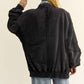 Exposed Seam Zip Up Dropped Shoulder Jacket