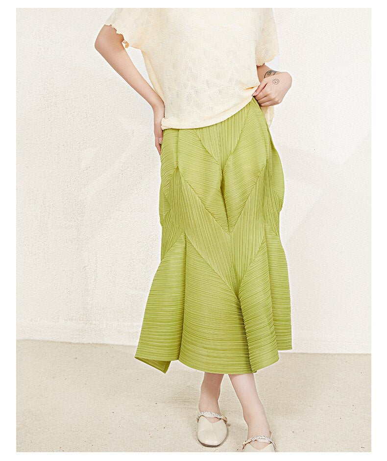 Miyake Pleated High Waist Spliced Skirts