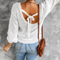 Tied Balloon Sleeve Round Neck Sweater