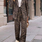 Leopard Lapel Collar Long Sleeve Blazer and Pants Set