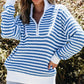 Striped Half Zip Long Sleeve Sweater