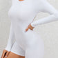 Cutout Round Neck Long Sleeve Active Romper