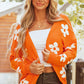 Flower Open Front Long Sleeve Cardigan