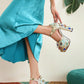 Luxury Crystal Embellished Square Heel Sandals