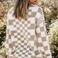 Checkered Round Neck Long Sleeve Sweater