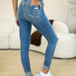 Judy Blue Mid Rise Destroy & Cuff Skinny Jeans