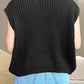 Cable-Knit Mock Neck Cap Sleeve Sweater