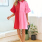 Color Blocked Button Down Babydoll Dress