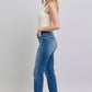 Judy Blue Plaid Print Cuff Straight Leg Jeans