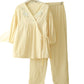 Embroidered Three-Quarter Sleeve Pajama Set