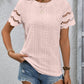 Full Size Eyelet Round Neck Short Sleeve Top