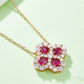 925 Sterling Silver Lab-Grown Ruby Flower Shape Necklace