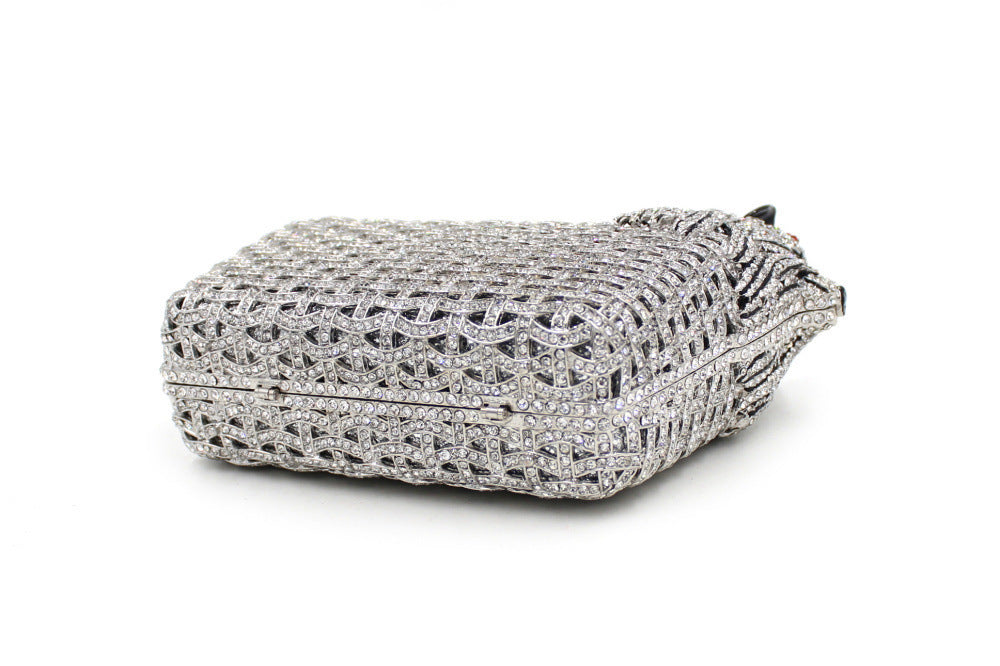 Puppy Rhinestone Hollow Out Clutch Bag