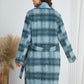 Plaid Tie Waist Long Sleeve Coat