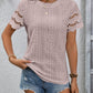 Full Size Eyelet Round Neck Short Sleeve Top