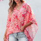 Floral V-Neck Three-Quarter Sleeve Blouse