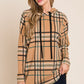 Drawstring Plaid Long Sleeve Hoodie