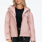 Drawstring Hem PU Leather Zip Up Jacket